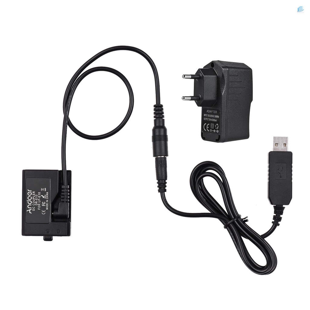 Đầu Nối Pin Andoer ACK-E10 5V USB DC Thay Thế Cho LP-E10 / Kiss X70 / 1100D / 1200D