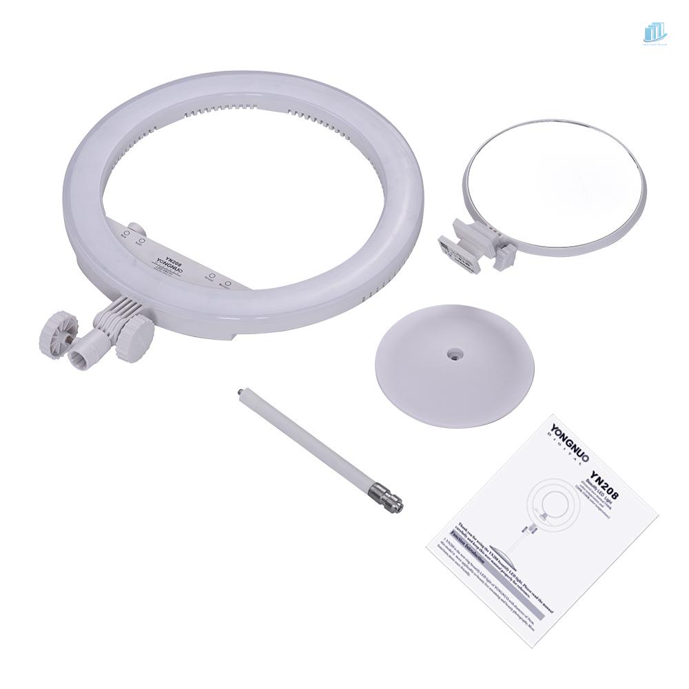 Vòng Đèn LED Hỗ Trợ Quay Video Youtube YONGNUO YN208 3200K-5500K Hai Màu Kèm Gương Trang Điểm