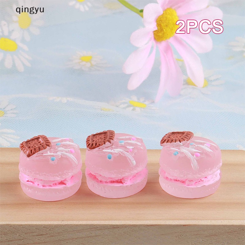Bộ 2 Phụ Kiện Trang Trí Điện Thoại Kiểu Bánh Macaron 3D Bằng Nhựa Resin Phát Sáng DIY
