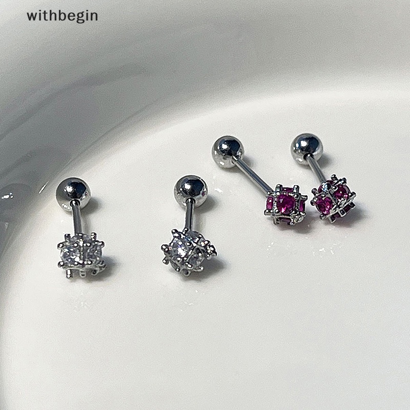 1 Đôi Khuyên Tai Đính Đá Zircon Phong Cách Punk Thời Trang Cho Nữ