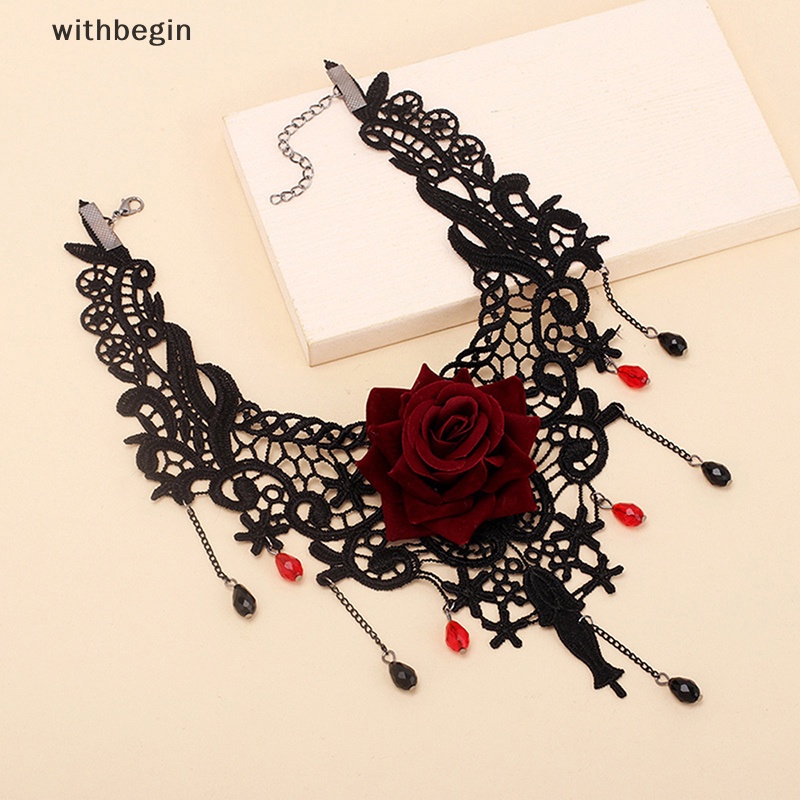 Vòng Cổ Choker Phối Ren Hoa Phong Cách Gothic Cổ Điển