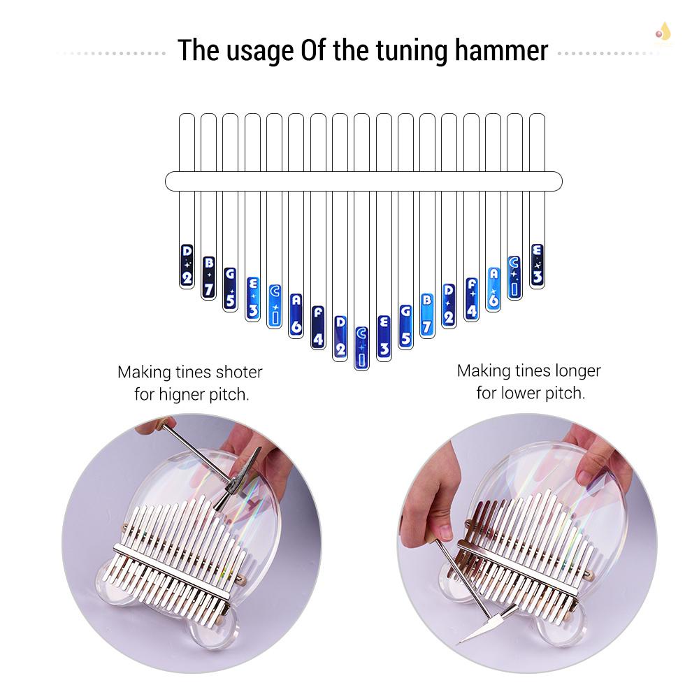 Đàn Kalimba 17 Phím Bằng Acrylic Trong Suốt Kèm Túi Đựng Và Miếng Dán Ghi Chú Tiện Dụng