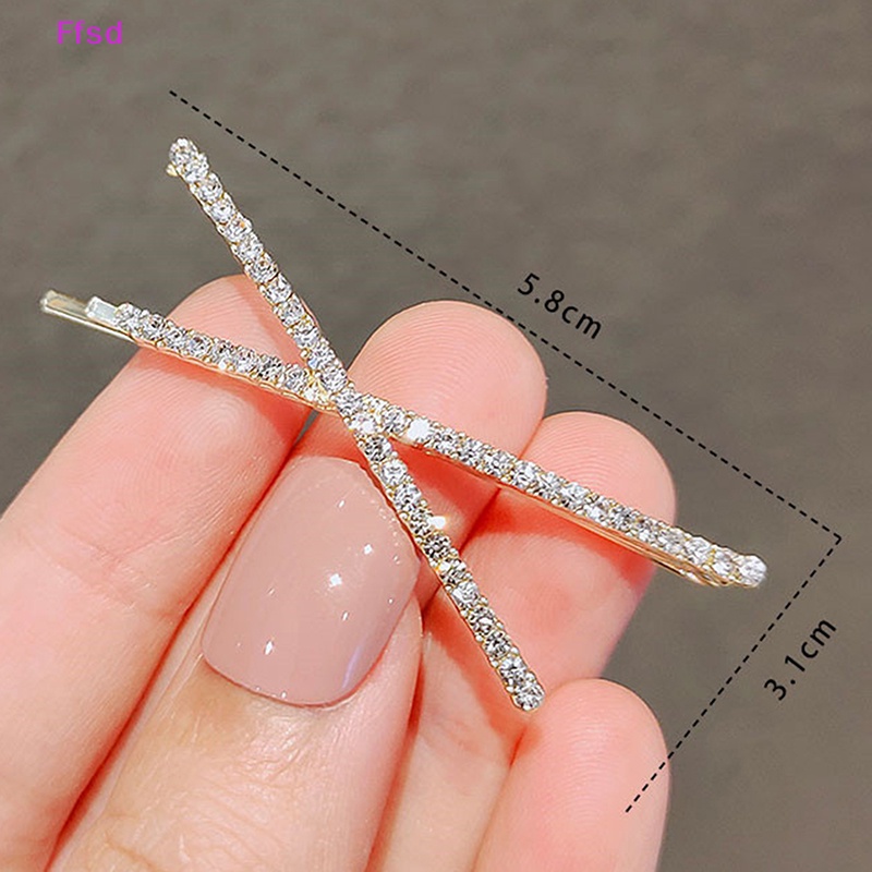 Bộ 2 Kẹp Tóc Chữ X Đính Đá Pha Lê Đơn Giản