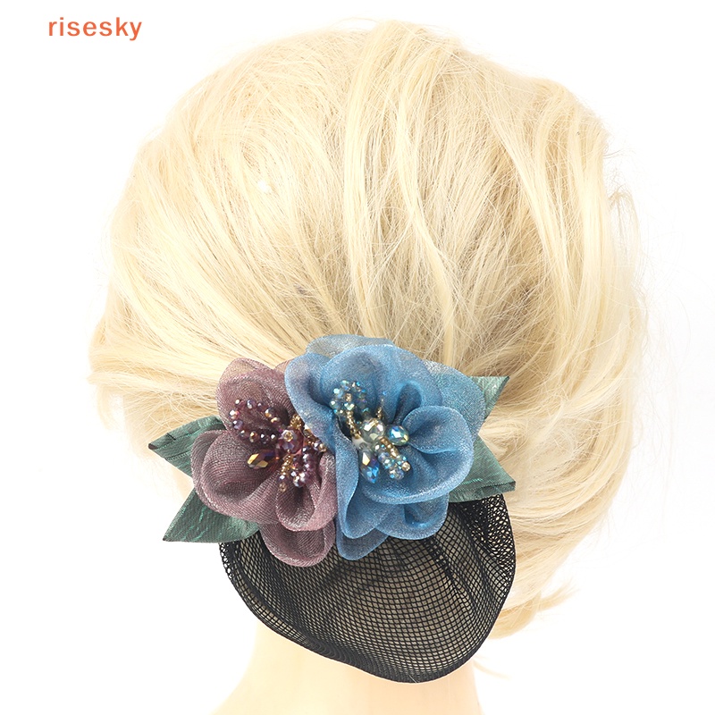 [risesky] Kẹp Tóc Lưới Xoăn Nhẹ Nhàng Thanh Lịch Hàn Quốc Cho Y Tá / Ngân Hàng / Khách Sạn