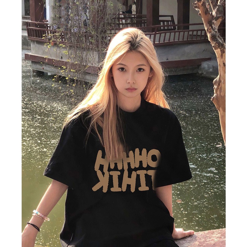Áo thun SUXI tay ngắn dáng rộng in chữ đơn giản thời trang mùa hè cho nữ
