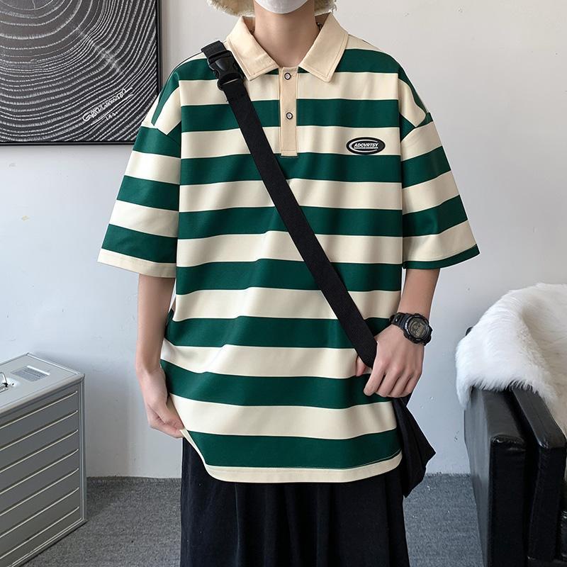 Áo Thun Tay Ngắn Cổ Tròn Họa Tiết Kẻ Sọc Thời Trang Mùa Hè 2023 Mới Cho Nam