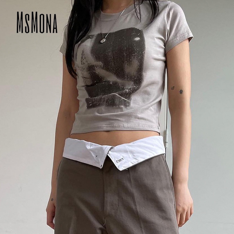 Áo Thun Ngắn Tay Cổ Tròn Màu Trơn Họa Tiết Hoa Thời Trang 2023 Cho Nữ