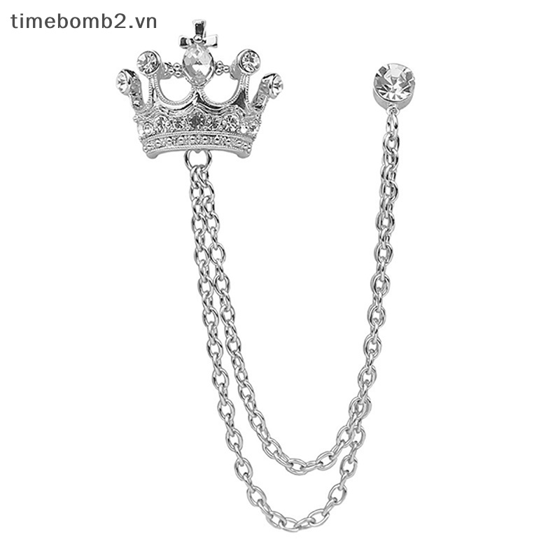 Ghim Cài Áo Hình Vương Miện Phối Dây Xích Tua Rua Thời Trang Cho Nam Và Nữ