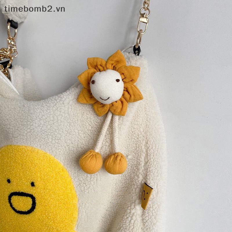 {Timebomb} Ghim Cài Áo Hình Hoa Hướng Dương Mặt Cười Vải Mặt Cười Dễ Thương Thời Thượng Trang Trí Cổ Túi Xách