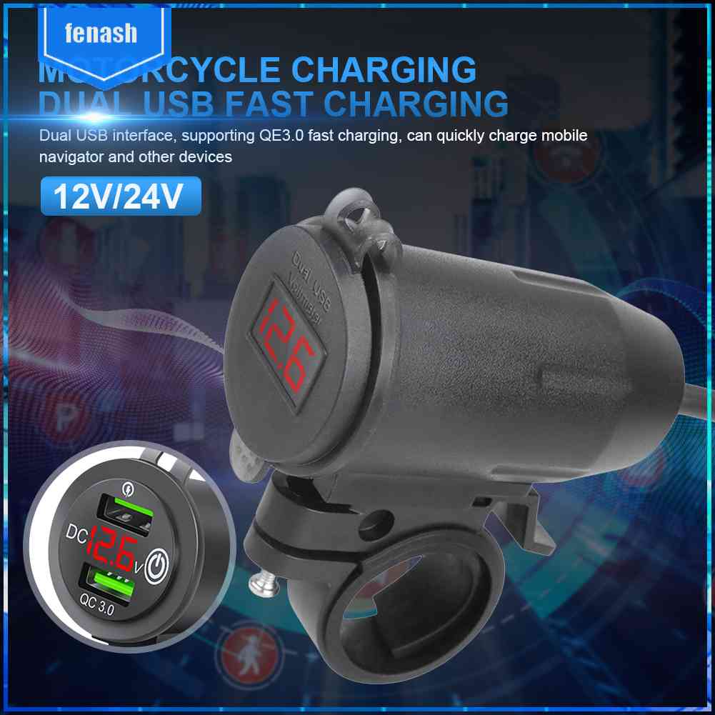 Tẩu Sạc Hai Cổng USB QC3.0 Đa Năng Cho Xe Hơi / Xe Máy