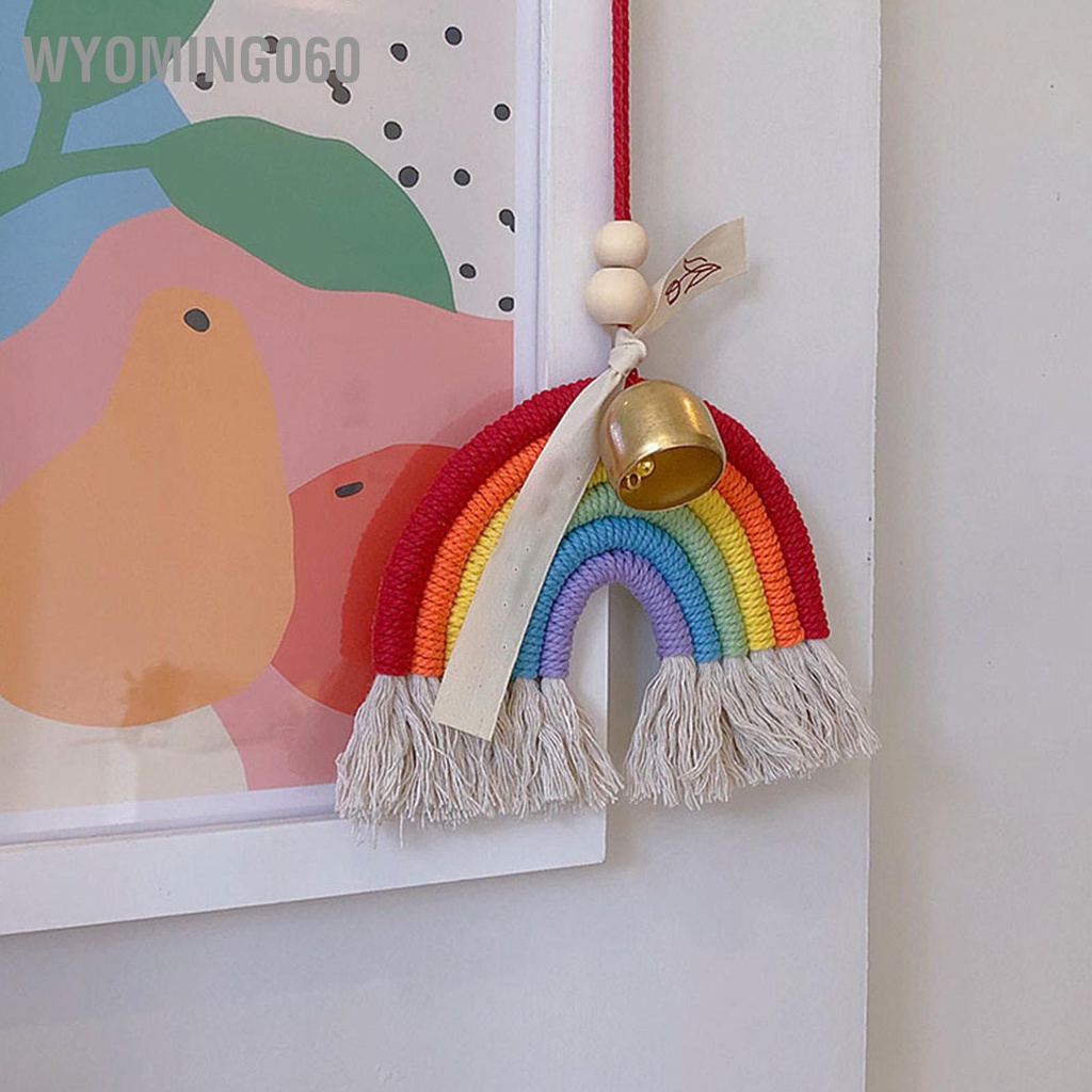 Wyoming060 Trang trí mặt dây chuyền ô tô dệt đầy màu sắc Dây đai đồng Chuông treo Mặt cho gia đình