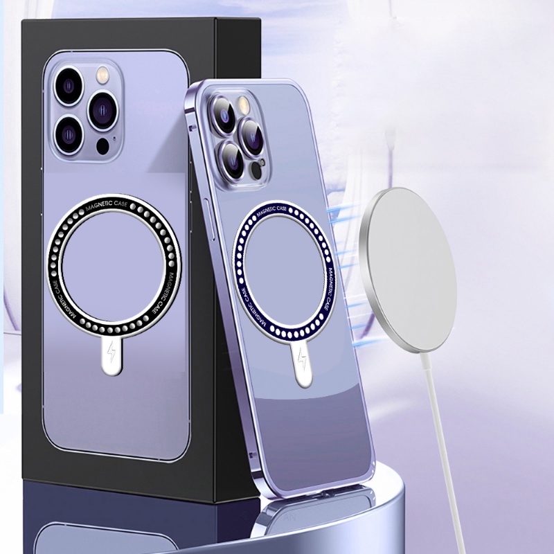 Đế Sạc Điện Thoại Không Dây Có Nam Châm Siêu Mỏng Màu Trơn Cho Xe Hơi