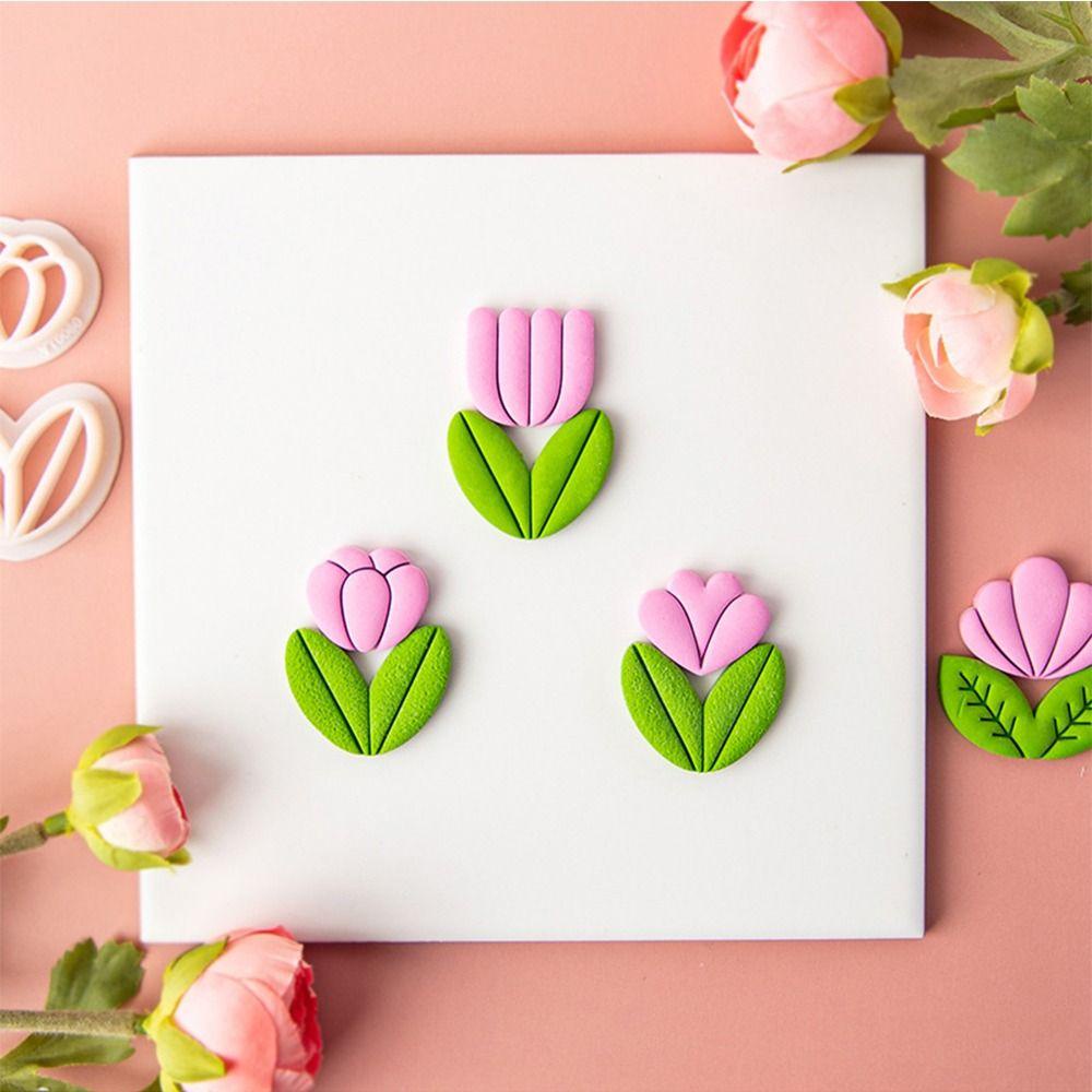 Bộ 2 Khuôn Cắt Bông Tai Hình Hoa Lá Mềm Mại Tiện Dụng