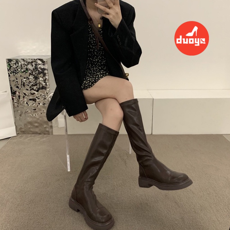 Duoya Factory Thẳng ~ [Hàng Có Sẵn] Giày Bốt Martin Mỏng Đế Dày Ngắn Màu Nâu Phong Cách Pháp Mùa Xuân Thu Cho Nữ Miễn Phí Vận Chuyển