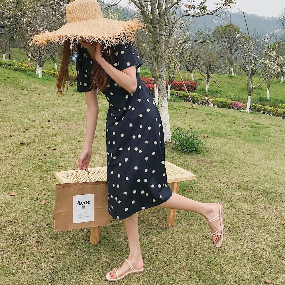 Duoya Dép Sandal Hai Lớp Đế Phẳng Phong Cách Roman Hàn Quốc Đơn Giản Thích Hợp Đi Biển