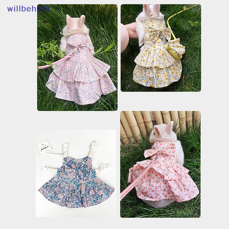 [WillbehotV] Bộ Áo Sát Nách + Chân Váy Hoa Mềm Mại Có Dây Dắt Cho Thú Cưng Đi Du Lịch [Mới]