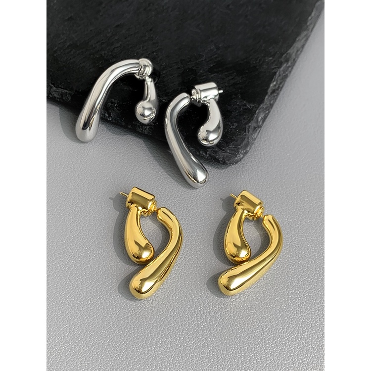 Khuyên Tai Dáng Dài Hai Lớp Mạ Vàng Phong Cách Pháp Thời Trang Cao Cấp Cho Nữ