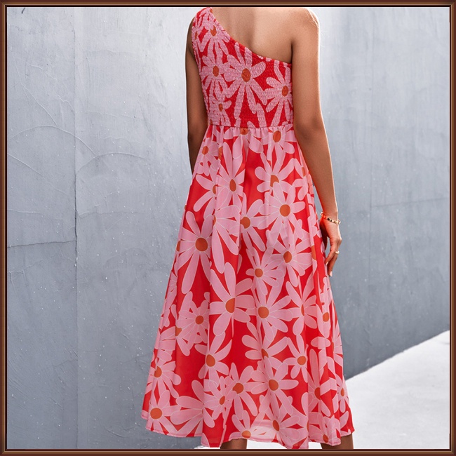 Đầm Không Tay Hở Vai In Hoa Thoáng Khí Thời Trang Mùa Hè Dành Cho Nữ