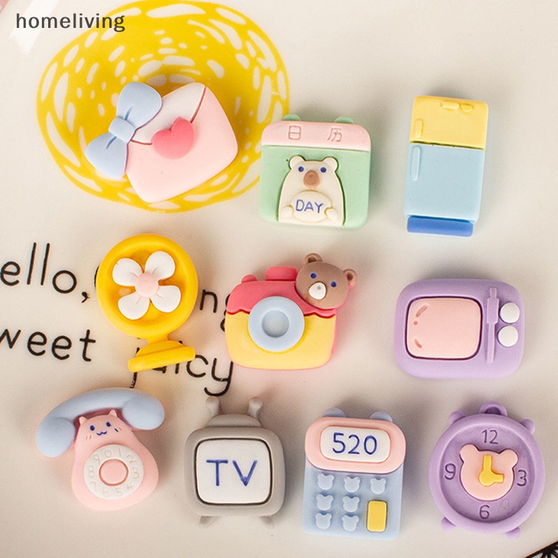 Set 10 Phụ Kiện Trang Trí Tủ Lạnh / Máy Ảnh DIY Hình TV Hoạt Hình Mini Bằng Resin Dễ Thương
