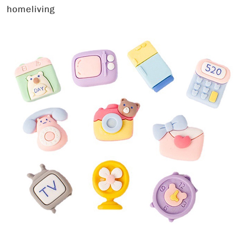 Set 10 Phụ Kiện Trang Trí Tủ Lạnh / Máy Ảnh DIY Hình TV Hoạt Hình Mini Bằng Resin Dễ Thương