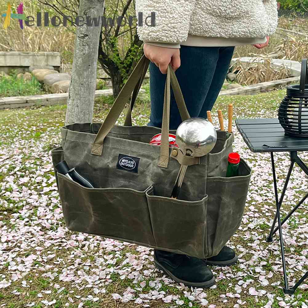 Hộp Đựng Đồ Cắm Trại Nhiều Ngăn Bằng Vải Canvas Chống Nước Có Thể Gấp Gọn