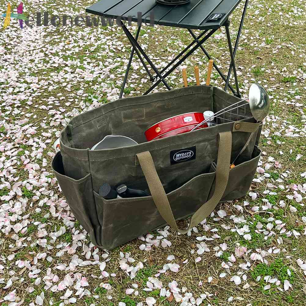 Hộp Đựng Đồ Cắm Trại Nhiều Ngăn Bằng Vải Canvas Chống Nước Có Thể Gấp Gọn