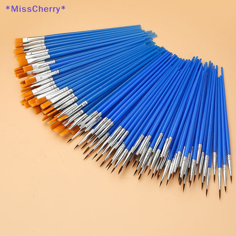 Set 10 Cọ Vẽ Tranh Màu Nước Đầu Nhọn Phẳng Tiện Dụng Mới