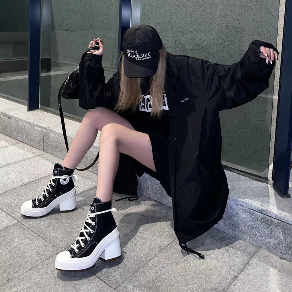 Giày Cao Gót Conv Chuck 70 De Luxe Đế Dày Màu Trắng Đen Phong Cách Vintage 2023