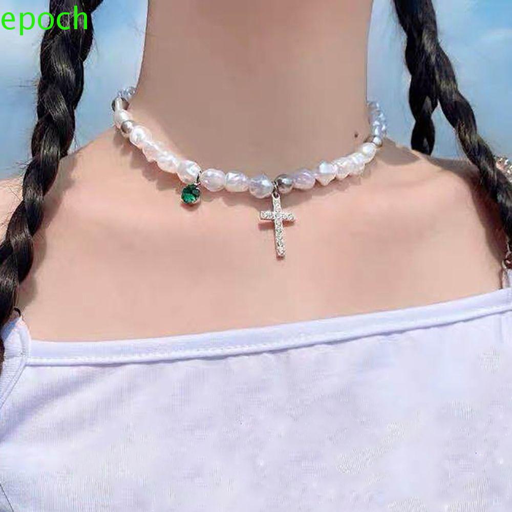Epoch Vòng Cổ Mặt Thánh Giá Phong Cách Punk Vintage Hàn Quốc|Áo Thun Thời Trang Trẻ Trung Cho Nam|Vòng Cổ Thời Trang Đính Đá Quý Sang Trọng