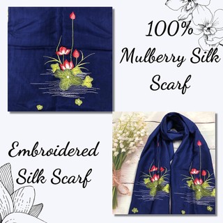 Khăn thêu tay Lụa Tơ Tằm cao cấp, 100% silk