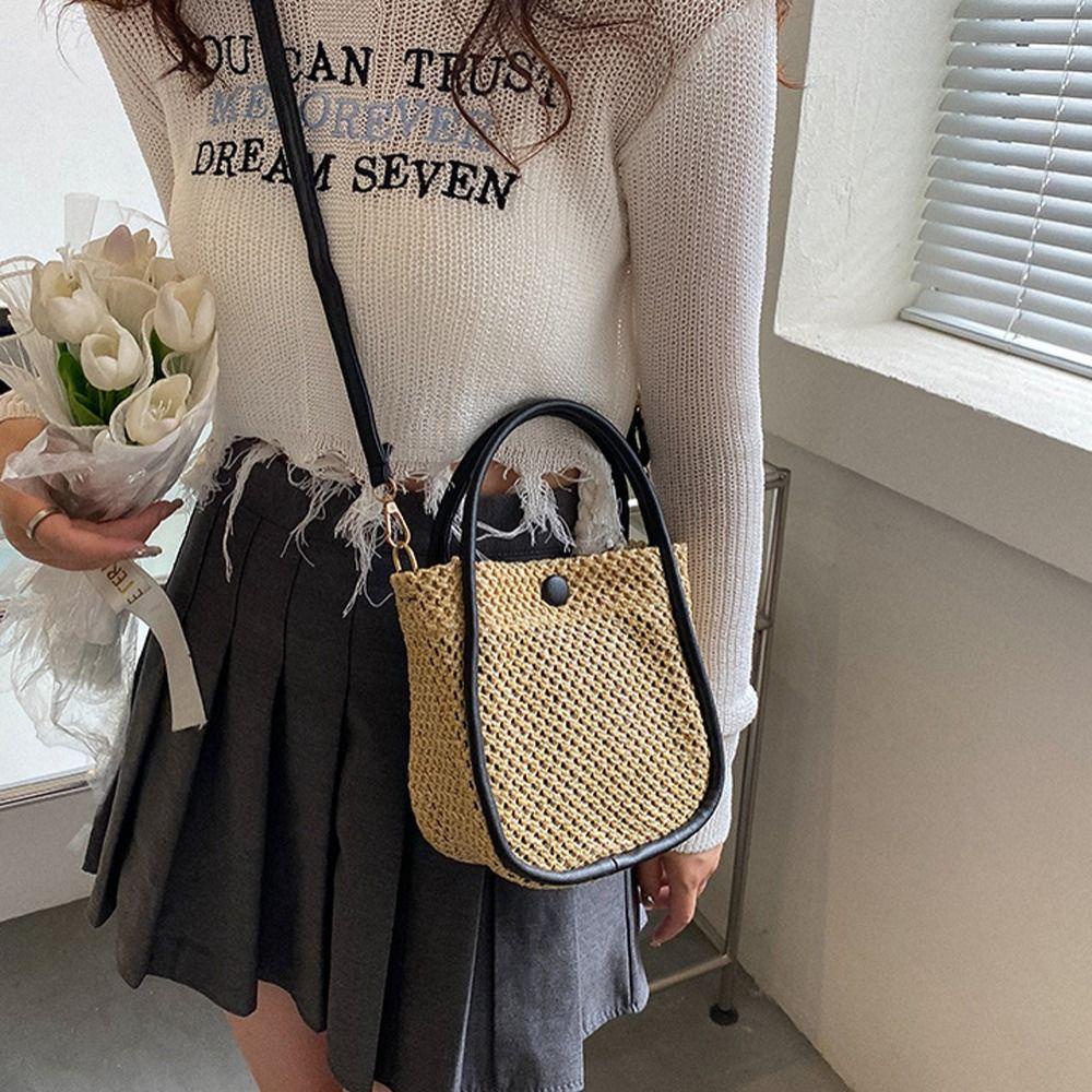 Túi Đeo Chéo Đan Mây Đựng Điện Thoại / Son Môi Dung Tích Lớn Kiểu Dáng Đơn Giản Thanh Lịch