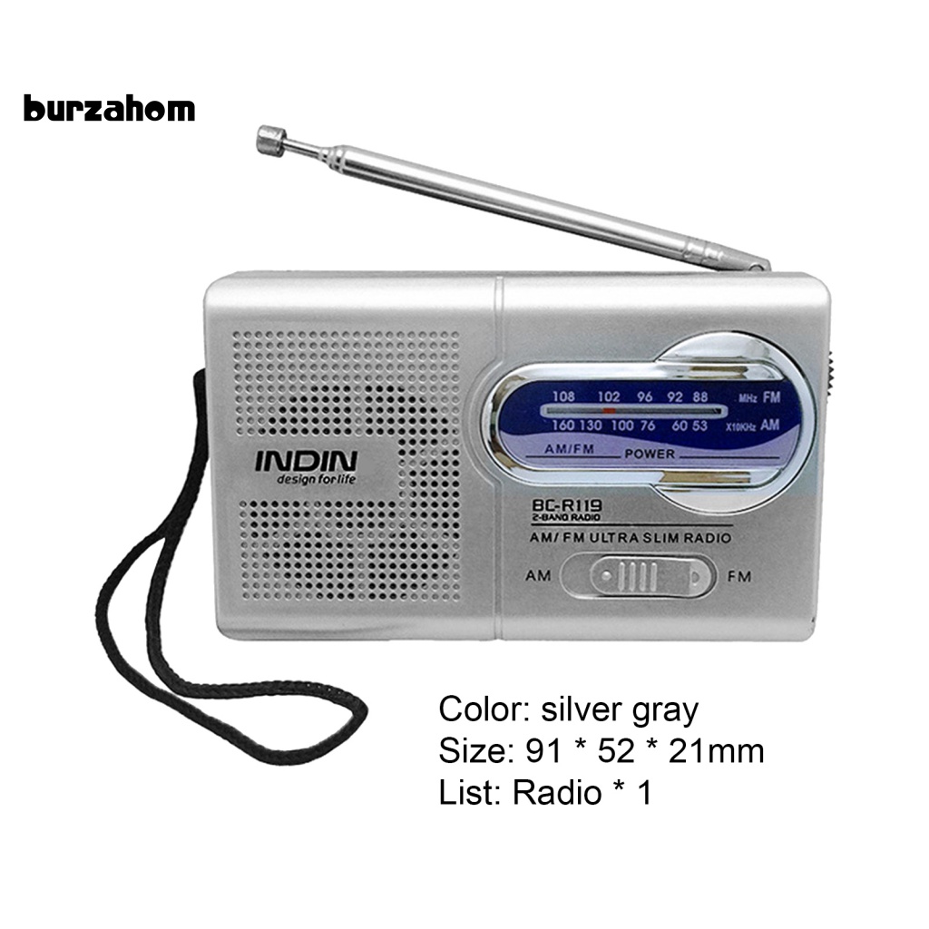 Thiết Bị Nhận Tín Hiệu Radio FM AM BC-R119 Đa Năng Màu Xám Bạc Cho Người Lớn Tuổi