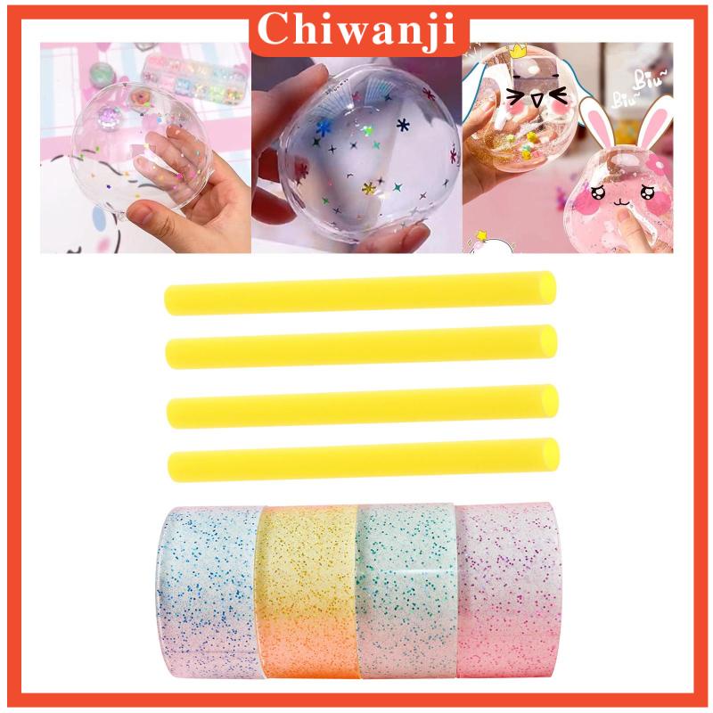 Bộ 4 Cuộn Băng Dính Nano Lấp Lánh Trong Suốt Dùng Làm Đồ Thủ Công DIY