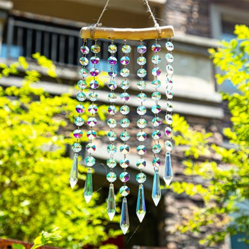 Chuông Gió Treo Cửa Kính Họa Tiết Dreamcatcher Phản Quang Độc Đáo Trang Trí Sân Vườn
