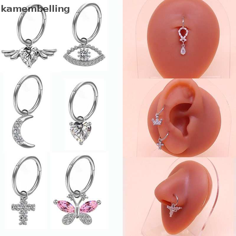 Kamembelling Khuyên Xỏ Mũi / Tai Đa Năng Hình Cánh Bướm / Trái Tim Bằng Thép Không Gỉ