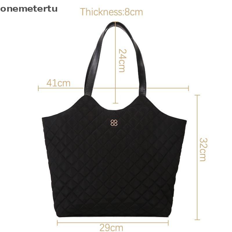 Túi Tote Đeo Vai Sức Chứa Lớn Họa Tiết Lưới Hình Thoi Cổ Điển Thời Trang Mùa Thu Chất Lượng Cao Có Khóa Cài Cho Nữ EN