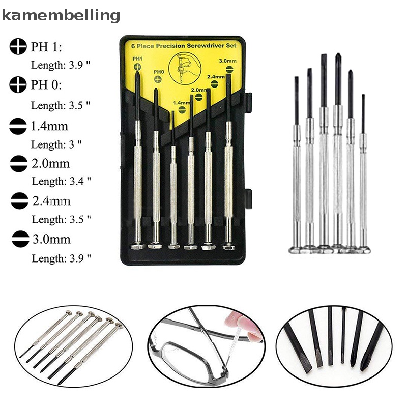Set 6 Tua Vít Nhỏ Có Rãnh Dùng Để Sửa Chữa Đồng Hồ Đeo Tay / Mắt Kính