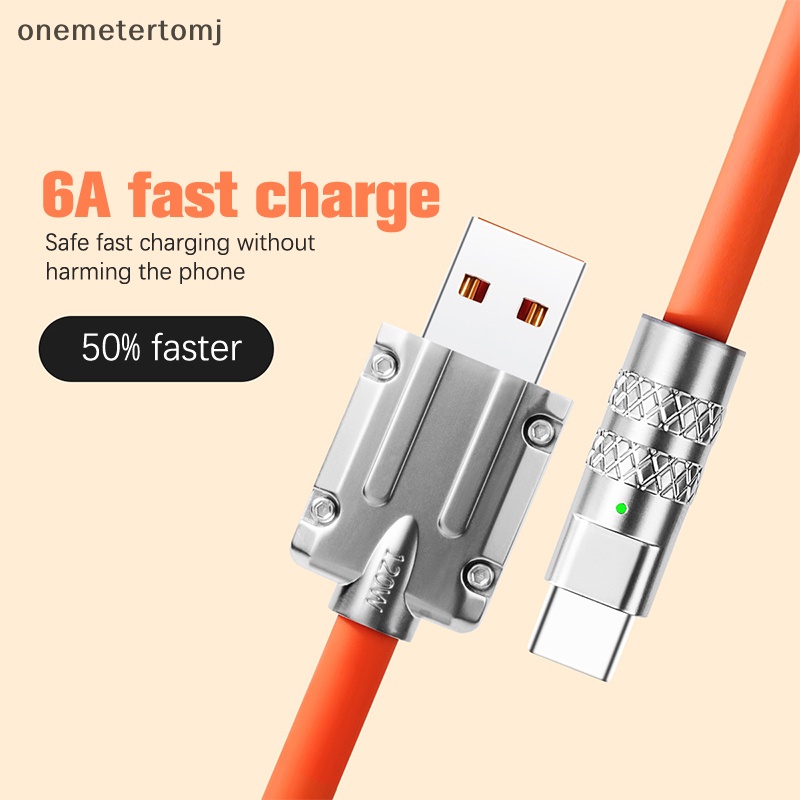 Cáp Sạc Nhanh onemetertomj 120W / 6A Bằng Hợp Kim Kẽm Và Silicon Với Đèn Phù Hợp Cho Điện Thoại Di Động Type C