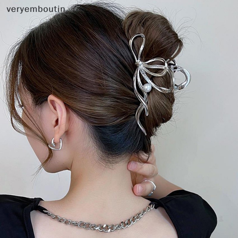 Kẹp Tóc Đính Ruy Băng Màu Vàng / Bạc Thời Trang Cho Nữ