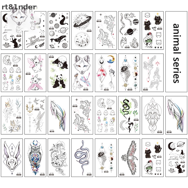 Hình Xăm Dán Tạm Thời Hình Động Vật Màu Đen Sống Động Cho Nam Và Nữ