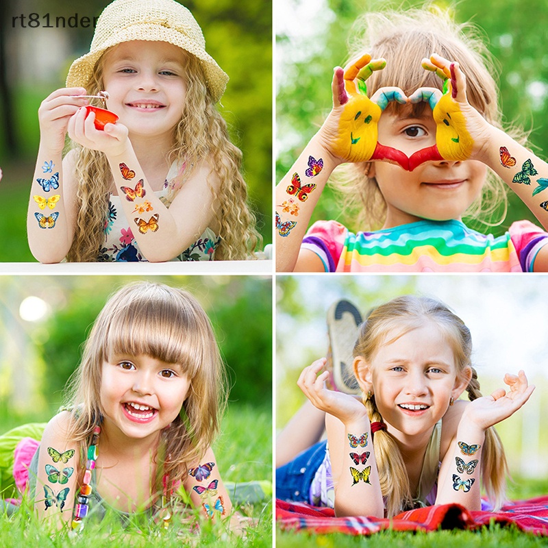 Set 10 Hình Xăm Dán Chống Nước Hình Bướm Nhiều Màu Dễ Thương Cho Bé