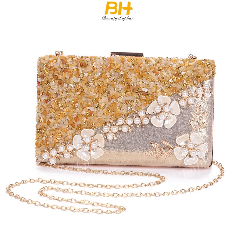 Túi Xách Dự Tiệc Thiết Kế Mới Đính Đá Lấp Lánh Thời Trang