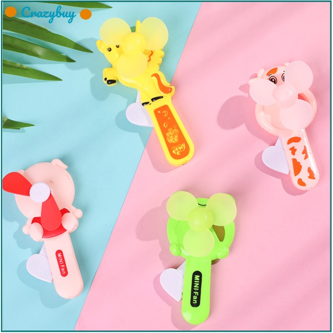Cr Quạt Mini Cầm Tay Dạng Đẩy Họa Tiết Hoạt Hình Dễ Thương