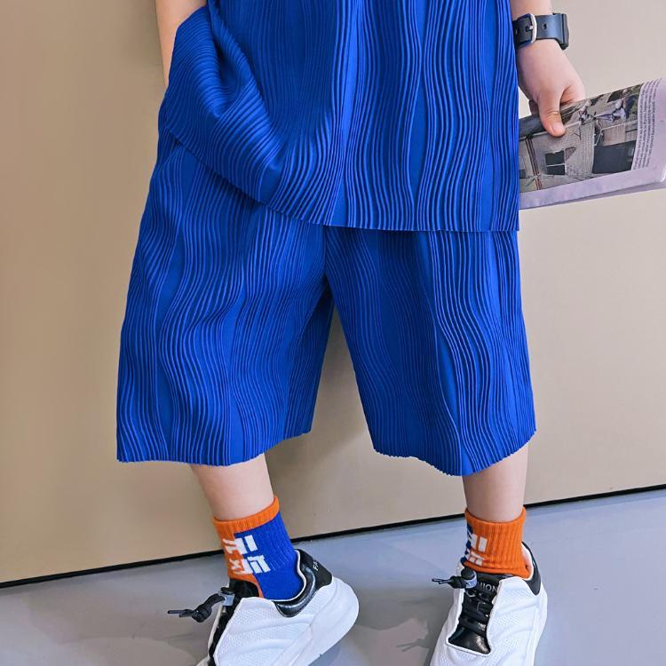 Áo Thun Tay Ngắn Dáng Rộng Họa Tiết Sóng Biển Màu Xanh Dương Phong Cách Phương Tây Thời Trang Mùa Hè Cho Bé Trai