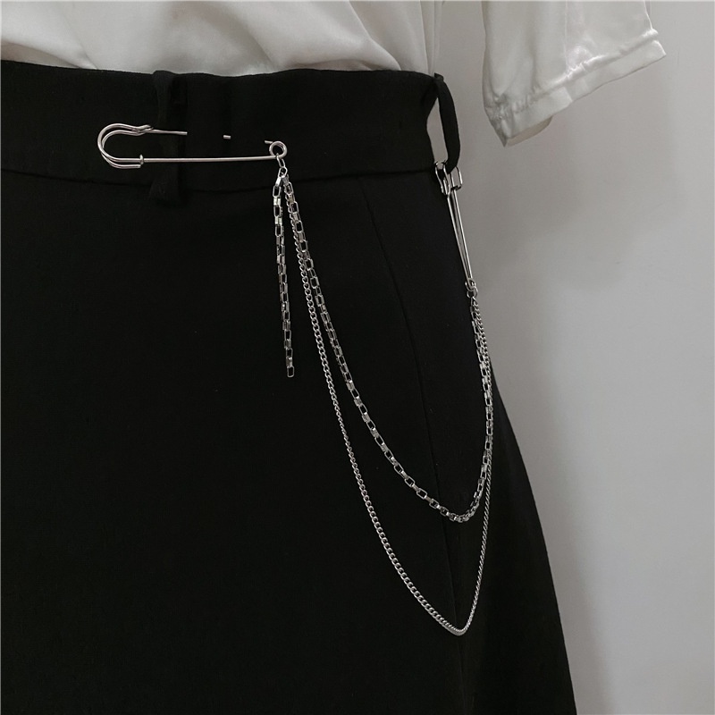 Dây Xích Hai Lớp Cài Áo Phong Cách Harajuku Đơn Giản