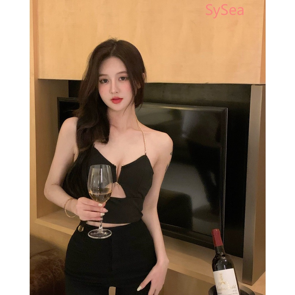 Áo hai dây Dây Xích Dáng Ôm Thiết Kế Khoét Rỗng Gợi Cảm Cho Nữ