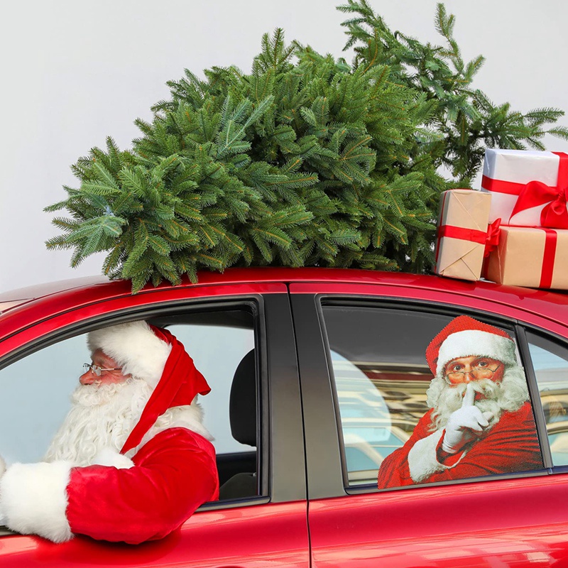 Bộ 4 Miếng Dán Trang Trí Cửa Sổ Xe Hơi Họa Tiết Giáng Sinh 3D Độc Đáo Xinh Xắn