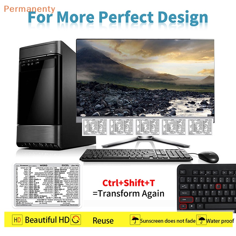 Bộ 30 Miếng Dán Hướng Dẫn Bàn Phím Máy Tính Windows Adobe