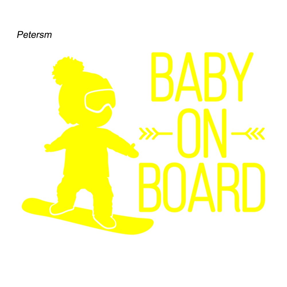 Decal Nhựa PP 16x12cm Chống Thấm Nước In Chữ BABY ON BOARD &amp; Snowboard