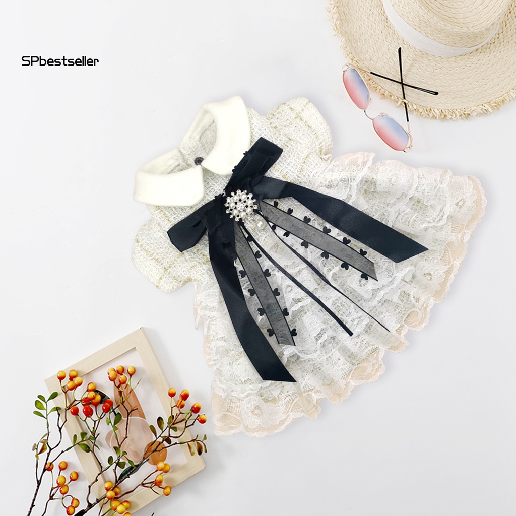 Spbestsellkr Đầm Công Chúa Đính Nơ Phối Ren Và Ngọc Trai Giả Phong Cách Pháp Sang Trọng Ngọt Ngào Cho Cún Cưng